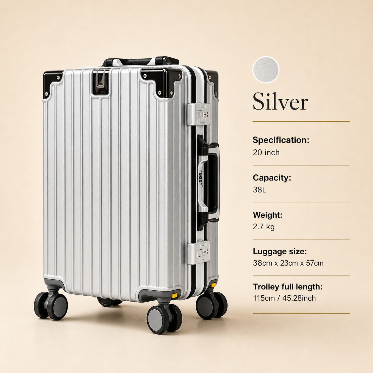 Cabin Size Lightweight Travel Trolley - 20-дюймовый чемодан, разрешенный для использования в