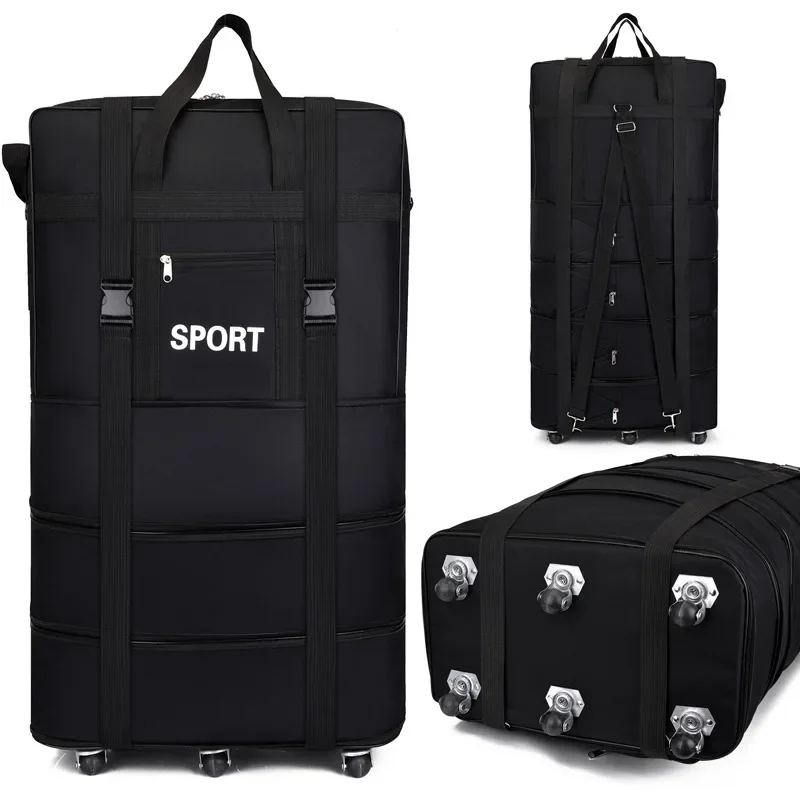 Foldable Rolling Luggage Bag - Плюс сумка в клетку авиакомпании Оксфорд