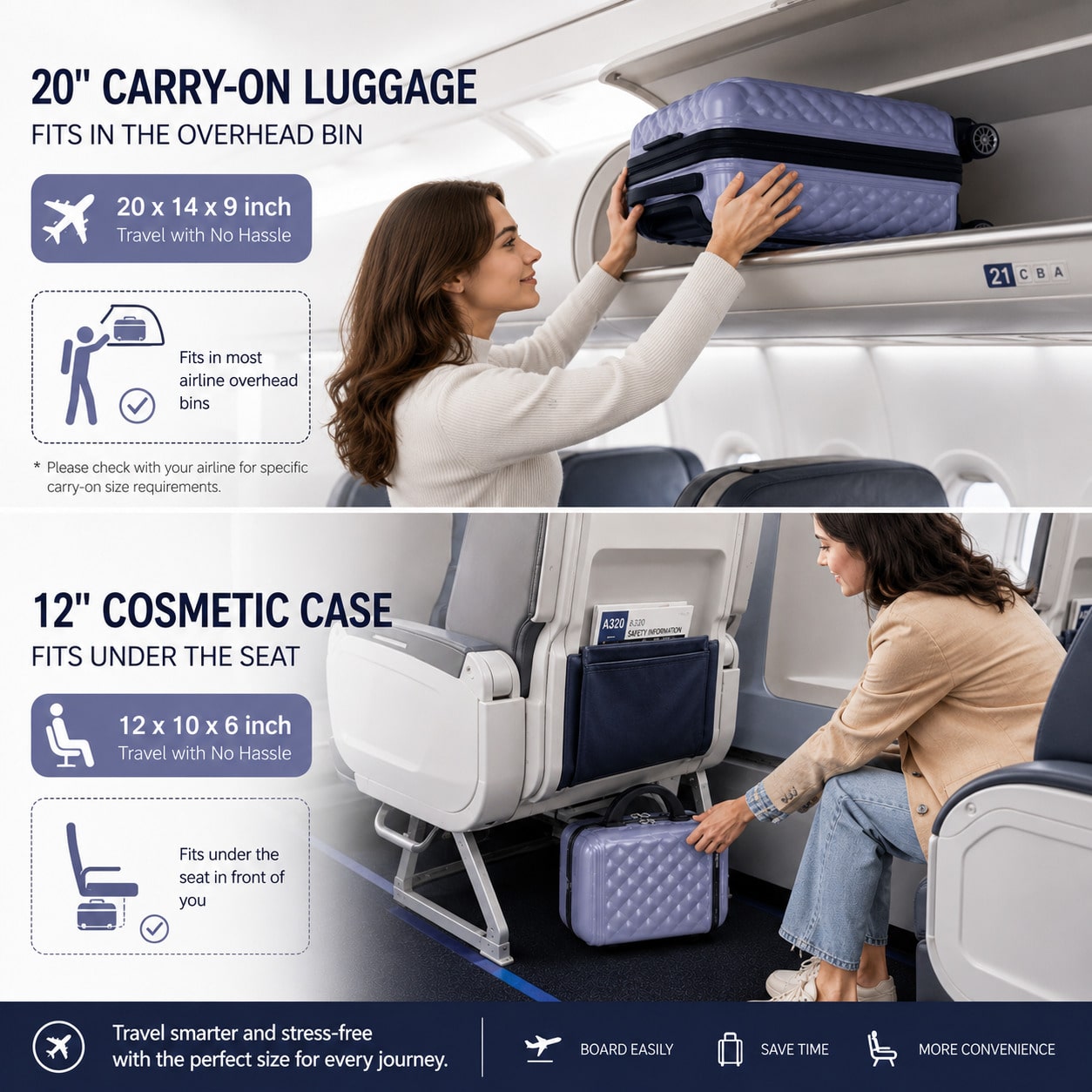 Набор из 2 чемоданов для ручно – обзор и цена Cabin Size Lightweight Travel Trolley